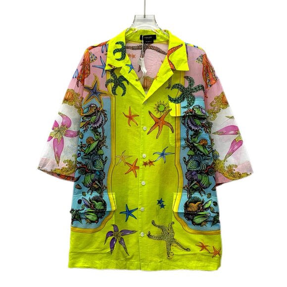 DM0204 Versace Multicolor Starfish Print Cotton Lapel Single-Breasted Short